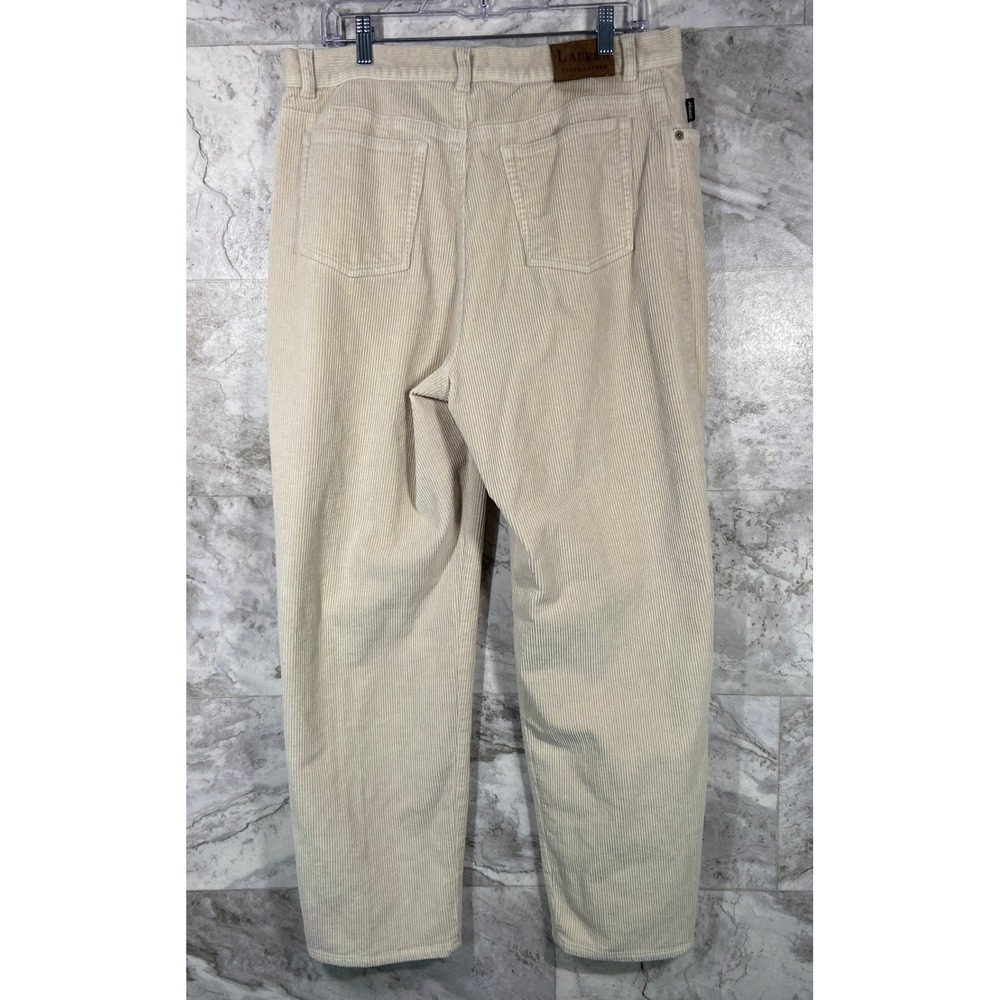 Lauren Ralph Lauren Beige Corduroy Pants Women's Size 16 Wide Leg Casual *FLAW - Picture 2 of 13
